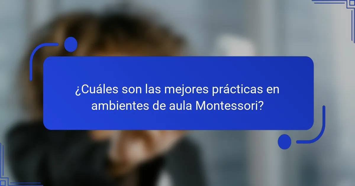 ¿Cuáles son las mejores prácticas en ambientes de aula Montessori?
