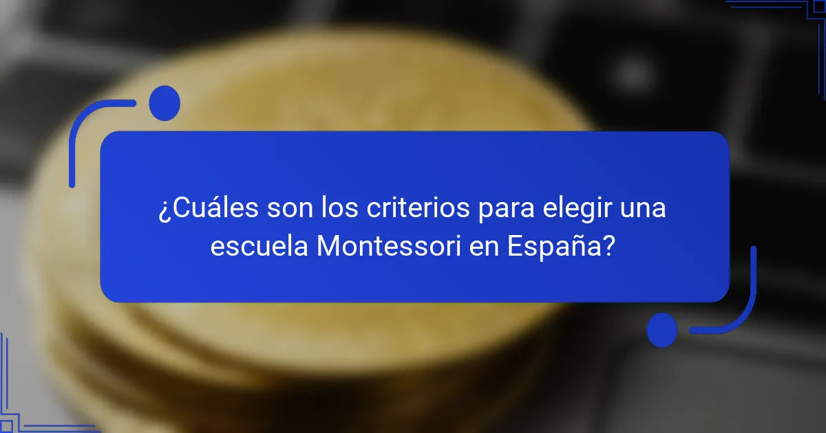 ¿Cuáles son los criterios para elegir una escuela Montessori en España?