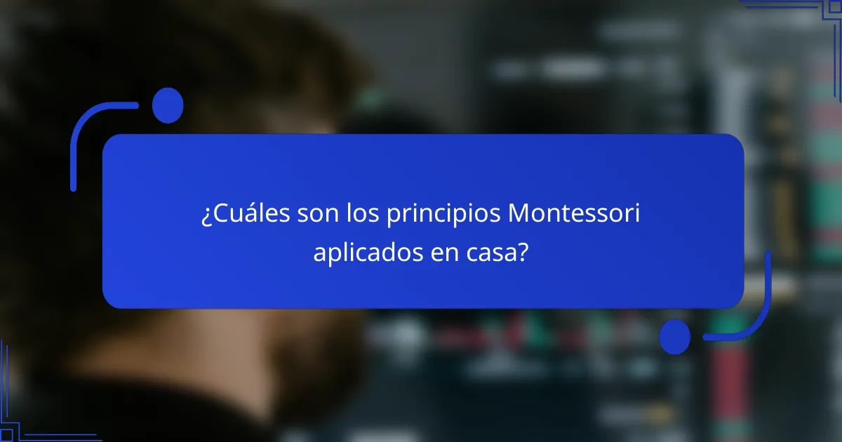 ¿Cuáles son los principios Montessori aplicados en casa?