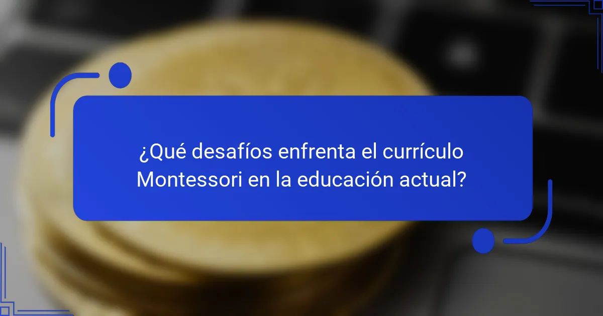 ¿Qué desafíos enfrenta el currículo Montessori en la educación actual?