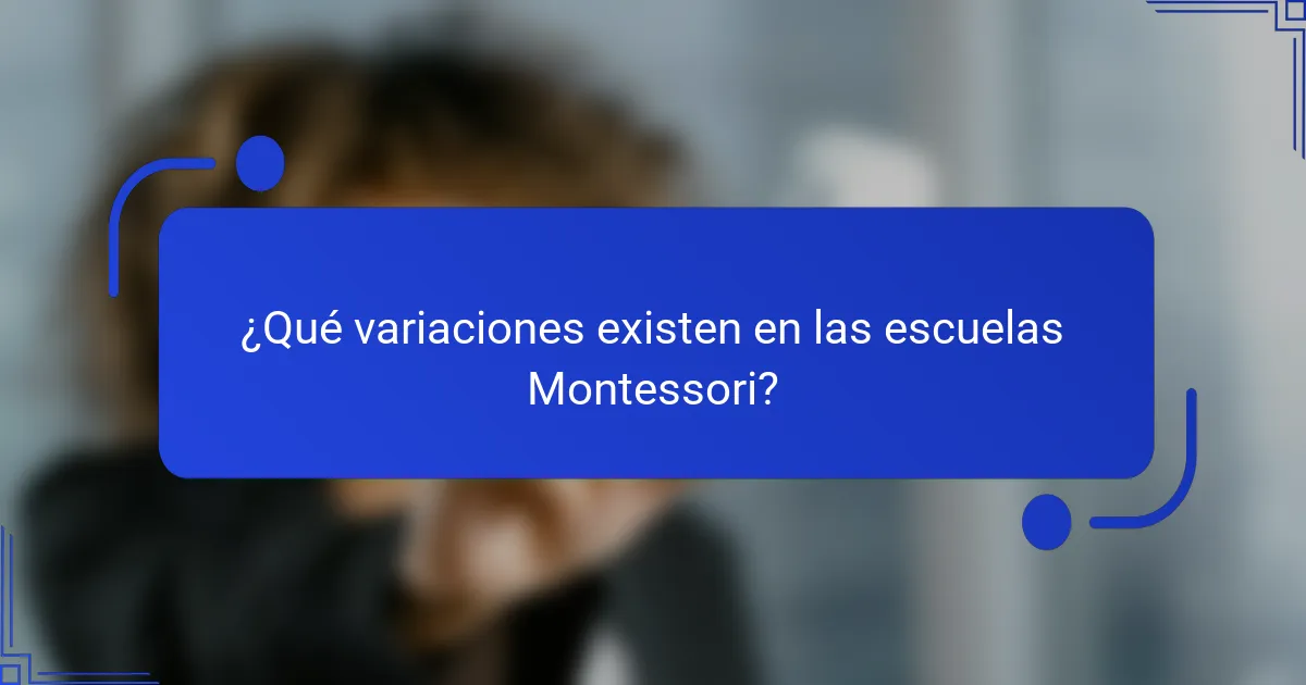¿Qué variaciones existen en las escuelas Montessori?